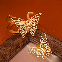 Комплект из полого браслета-манжеты из сплава в форме бабочки и колец-манжет&nbsp;FS-WGDEE03-01