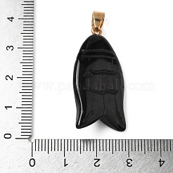 Резные подвески из натурального черного обсидиана и синтетической бирюзы&nbsp;G-Z084-01G-07