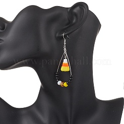 Серьги-подвески из кукурузной латуни и стекла&nbsp;EJEW-JE06660