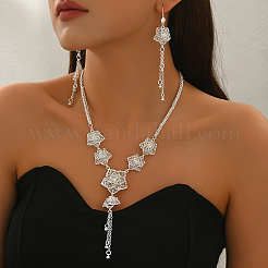 Комплекты из серег и ожерелий с полыми цветами и кисточками из ближневосточного сплава для женщин&nbsp;WX7763