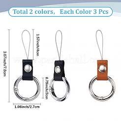 6 шт. 2-цветные кольца для мобильного телефона из цинкового сплава и кожи&nbsp;AJEW-GF0012-81