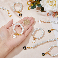 Сердце/плоское круглое украшение с подвеской из эмали из сплава с буквой B&nbsp;HJEW-AB00692