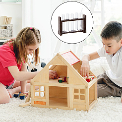 Штатив для пробирок и мерный стакан из дерева и стекла&nbsp;DJEW-WH0039-95B