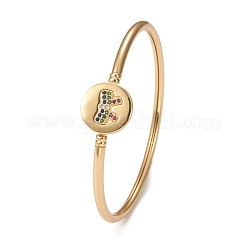 Браслеты из латуни с микропаве из кубического циркония&nbsp;BJEW-E071-20G-01