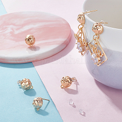 12 шт. латунные полукруглые серьги-гвоздики&nbsp;KK-BC0011-27