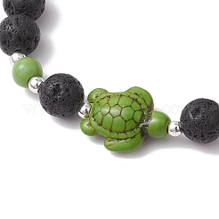 Браслеты из натуральной лавы и окрашенных синтетических бирюзовых бусин для мужчин и женщин&nbsp;BJEW-JB11830
