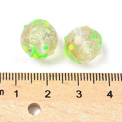 Светящиеся стеклянные бусины ручной работы с эмалью золотого песка&nbsp;LAMP-U004-08B