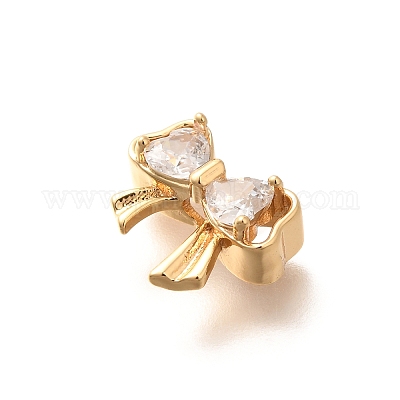 Латунные микро проложить кубического циркония бусы KK-C085-09G-1