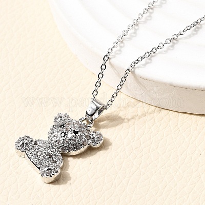 Комплекты серег-гвоздиков и ожерелий с подвесками из латуни с микропаве из кубических цирконий SJEW-Z002-01P-1