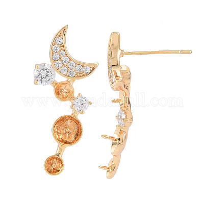 Латунные микро-паве прозрачные серьги-гвоздики из циркония KK-S364-060-1