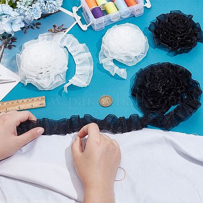 8 ярд 4 стилей двухслойной ткани с кружевной отделкой из чинлона&nbsp;DIY-PH0023-61-1