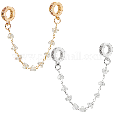 2 шт. 2-х цветные латунные удлинители цепей с микропаве из кубического циркония&nbsp;KK-WR0001-55-1