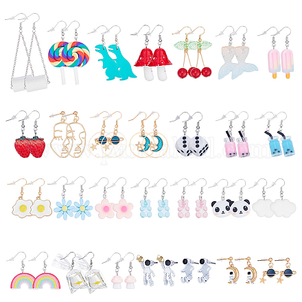 5 комплект сережек-подвесок из железной смолы&nbsp;EJEW-UN0002-80-1