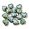 Hand Painted Acrylic with Enamel Beads, Hand Drawn Beads, Heart, Sea Green, 15~18.5x19
~21x10~15mm, Hole: 2.2mm