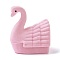 Velvet Ring Boxes, with Plastic and Rhinestone, Swan, Pink, 5.3x5.2x6.5cm