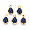Dyed Natural Lapis Lazuli Teardrop Charms, 201 Stainless Steel Drop Charms, Real 18K Gold Plated, Ion Plating(IP), 13x8x4.5~5mm, Hole: 1.4~1.5mm