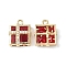Brass Pave Cubic Zirconia Pendants, Light Gold, Gift Box Charm, FireBrick, 15x12.5x5mm, Hole: 1.6mm