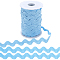 Polyester Wave Lace Trim Ribbon, Wave Bending Lace Trim, Clothes Accessories, Light Sky Blue, 3/8 inch(10mm), 24.5~25 yards