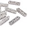 Alloy Bar Spacer, with Grade A Rhinestone, Platinum Color, Crystal, Size: about 4mm wide, 20mm long, 5mm thick, hole: 1mm