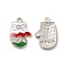 Christmas Alloy Enamel Pendants, with Rhinestone, Gloves Charm, Platinum, 20x13.5x2.5mm, Hole: 1.6mm
