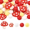40Pcs 5 Styles Mushroom & Round Food Grade Eco-Friendly Silicone Focal Beads, Mixed Color, 15~28.5mm