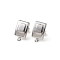Non-Tarnish 304 Stainless Steel Stud Earring Findings, with Horizontal Loops, Rectangle, Stainless Steel Color, 16x10mm, Hole: 1.4mm, Pin: 0.8mm