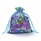 Organza Gift Bags, Drawstring Bags, Organza Pouches for Potpourri, with Colorful Coral Pattern, Rectangle, Dark Turquoise, 12x9cm