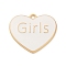 Alloy Enamel Pendants, Golden, Word Girls, Heart, 27x30x2.5mm, Hole: 2.5mm