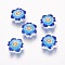 Alloy Enamel Beads, Flower, Blue, Silver Color Plated, 15x5.5mm, Hole: 1.5mm