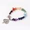 Chakra Jewelry, Natural Gemstone Beaded Bracelets, with Heart Alloy Toggel Clasp and Brass Findings, Tree of Life, 7-1/2 inch(19cm)