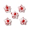 Glass with Enamel Beads, Star, Red, 12~13x12~13x6~6.5mm, Hole: 0.9~1.2mm