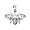 Brass Micro Pave Cubic Zirconia Pendants, Platinum, Bees, 13.5x19x3mm, Hole: 5x2.5mm
