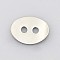 Tarnish Resistant Oval 2-Hole 201 Stainless Steel Buttons, Stainless Steel Color, 11x14x1mm, Hole: 2mm