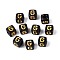 Opaque Acrylic Beads, Golden Metal Enlaced, Cube with Letter, Black, Letter G, 4.5~5x4.5~5x4.5~5mm, Hole: 2mm, about 6250pcs/500g