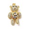 Brass Micro Pave Cubic Zirconia Pendants, Cadmium Free & Lead Free, Bear Charms, Mechanical Charms, Golden, Colorful, 30x19x10mm, Hole: 4X3mm