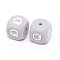 Silicone Beads, Cube with Letter.Q, Gray, 12x12x12mm, Hole: 2mm