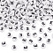 500Pcs Acrylic Beads, with Horizontal Hole, Letter, Flat Round, Letter E, 7x4mm, Hole: 1mm