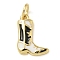 Rack Plating Brass Enamel Charmss, with Jump Ring, Long-Lasting Plated, Lead Free & Cadmium Free, Real 18K Gold Plated, High-heeled Shoes Charm, Black, 13.5x10x1.5mm, Hole: 3mm