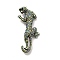 Alloy Rhinestone Brooches, Cadmium Free & Lead Free, Leopard, Antique Silver, 66.5x26.5x5.5mm, Pin: 0.7mm