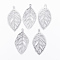Tarnish Resistant 304 Stainless Steel Pendants, Leaf, Stainless Steel Color, 39x21x0.3mm, Hole: 1mm