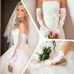 1 пара длинных перчаток без пальцев из полиэстера с цветочным узором&nbsp;AJEW-CY0001-60A