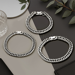 3 шт. 3 стиля браслеты из кубинской цепочки из нержавеющей стали 304 для мужчин и женщин&nbsp;BJEW-GO0002-17