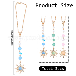 3 шт. 3-х цветные подвесные украшения в виде солнца из цинкового сплава&nbsp;AJEW-SC0031-24