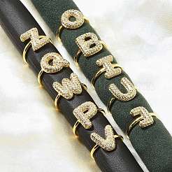 26 шт. латунные открытые кольца-манжеты с микропаве из прозрачного кубического циркония&nbsp;RJEW-R218-01G