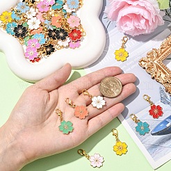 60 шт. 12-х цветная подвеска в виде цветка сакуры из сплава и эмали&nbsp;HJEW-YW00112