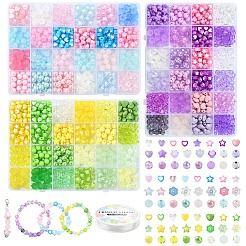 Наборы для изготовления браслетов из акриловых бусин с круглыми звездами и цветами своими руками&nbsp;DIY-YW0009-95