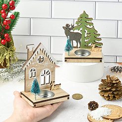 1 набор из 2 шт. 2-х стилей рождественских деревянных подсвечников разных цветов&nbsp;ST-CJ0040-002