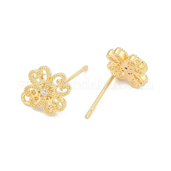 Латунные микро-паве прозрачные серьги-гвоздики из циркония&nbsp;KK-Z099-01G-01