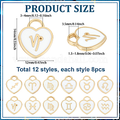 96шт 12 стиля светлые позолоченные подвески из сплава с эмалью&nbsp;ENAM-PH0003-14B