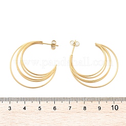 Многослойные серьги-гвоздики в форме буквы С из нержавеющей стали марки 304&nbsp;EJEW-Z098-28G